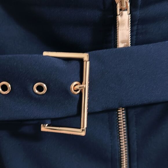 Ted Baker XL (5) Navy Kaara Midi Front Zip High Waist Belted Pencil Skirt - Picture 9 of 14